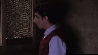 The priest sticks his cock through a slot in the Confession booth, and young boy takes the opportunity to taste his erection, and to bring the man he has so long admired pleasure