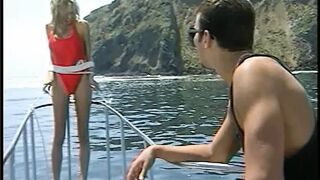 Hung stud gets head on a boat from a sexy blonde, then fucks her