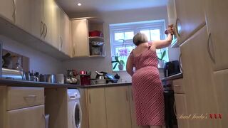 Aunt Judy's - Spying on Mom Star in the Kitchen Gets Your Cock Sucked (POV)