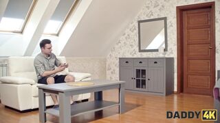 DADDY4K. Daddy's stepson is dating a hot girl with big tits, so Daddy fucked her