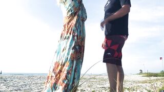 Just Go Away! Milf Gets standing Anal in front of everyone After Teasing Stranger on the beach