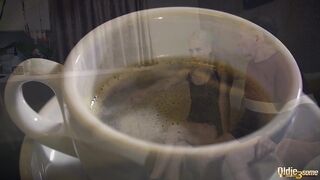 Super hot and horny teens share grandpa cock and swallow his load after having hot sex