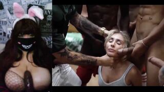 Redhead With Big Tits React a Gang Bang Video #3