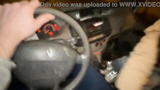 Double blowjob while driving a van