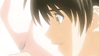 Hentai chick catches peeping tom so she sucks his dick