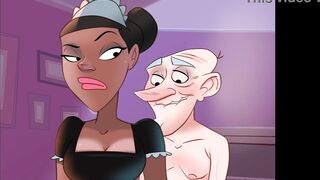 Controversial cartoon! Tight little pussy couldn't handle the old man's big cock!