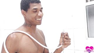 She did an enema and ate her own pussy under the shower - 100% ANAL - BBC Interracial Anal Fuck and Anal Enema
